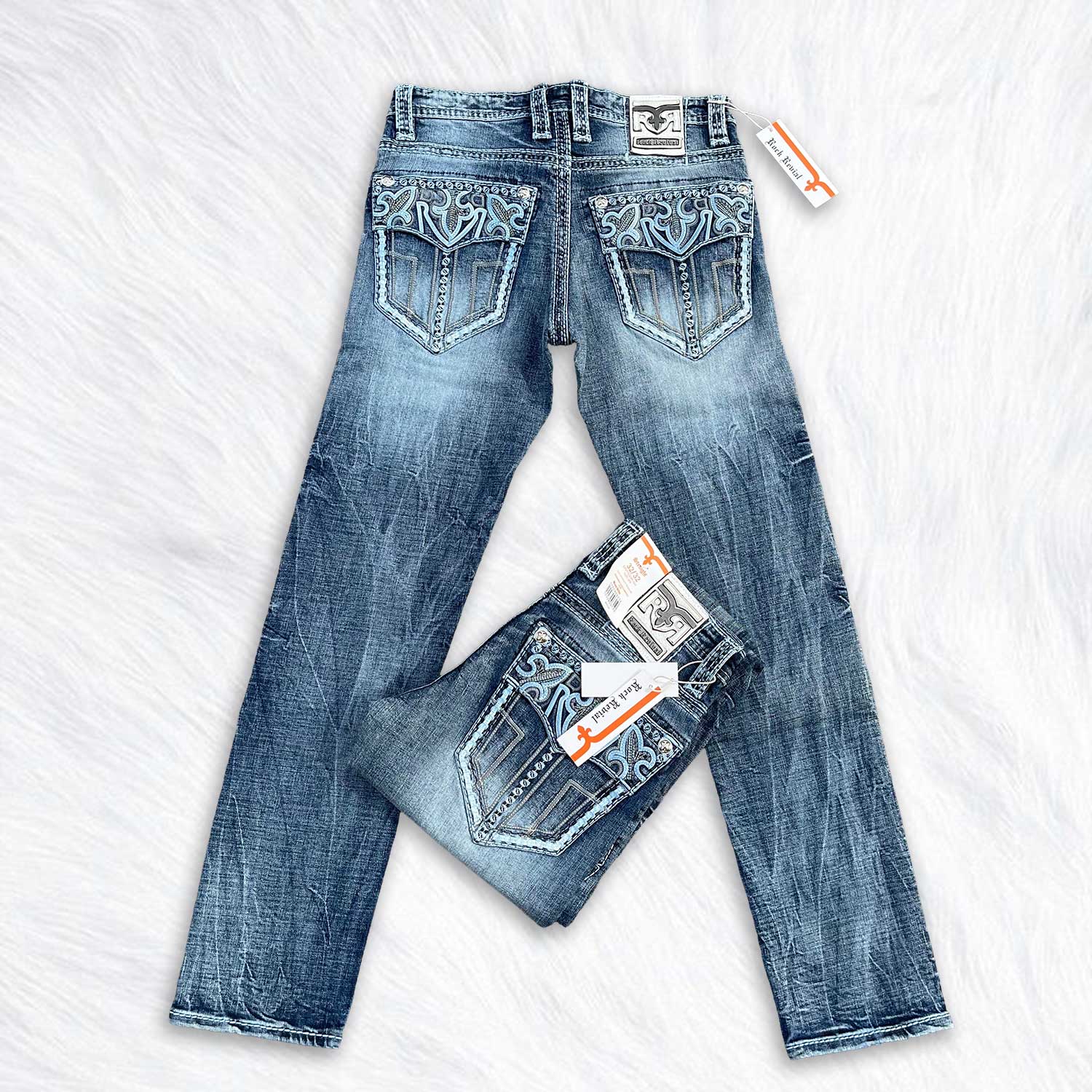 jeans for men – dark blue distressed denim – tribal embroidered studded back pocket – straight leg motorcycle jeans – western streetwear denim pants r10 jeans for men – dark blue distressed denim – tribal embroidered studded back pocket – straight leg motorcycle jeans – western streetwear denim pants r10