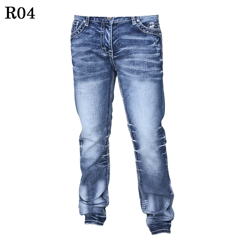 jeans for men – distressed blue denim – embroidered back pocket straight leg jeans – motorcycle riding pants – western streetwear denim r04 jeans for men – distressed blue denim – embroidered back pocket straight leg jeans – motorcycle riding pants – western streetwear denim r04